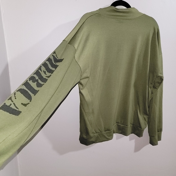 SOLD!American Flag "MERICA" EUC Long Sleeve Zip-Up Pullover Sweater T-Shirt - XL - Picture 6 of 7